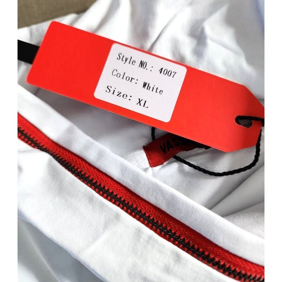 Vassari Los Angeles XL White Red Zipper Collar Button Design Designer Men Short - Picture 10 of 11